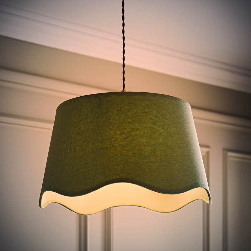 Alazar Linen Blend Empire Lamp Shade ( Slip-On ), 25.5cm H x 45cm W x 45cm D, Green