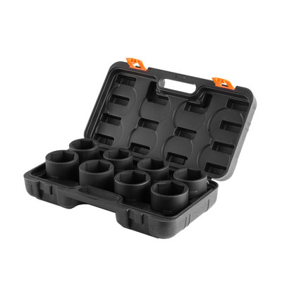 Ensemble de douilles à chocs pour écrou d'essieu 8 pièces - trousse d'outils de broche SAE 3/4 po avec boîtier de soufflage