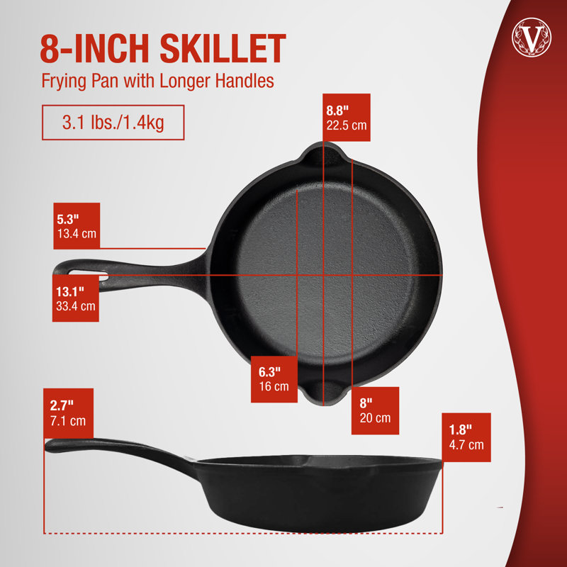 Victoria 8" Cast Iron Frying Pan, 6.25" W