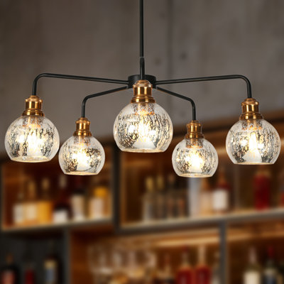 Lustre contemporain en verre fumé 5 lumières Mercury