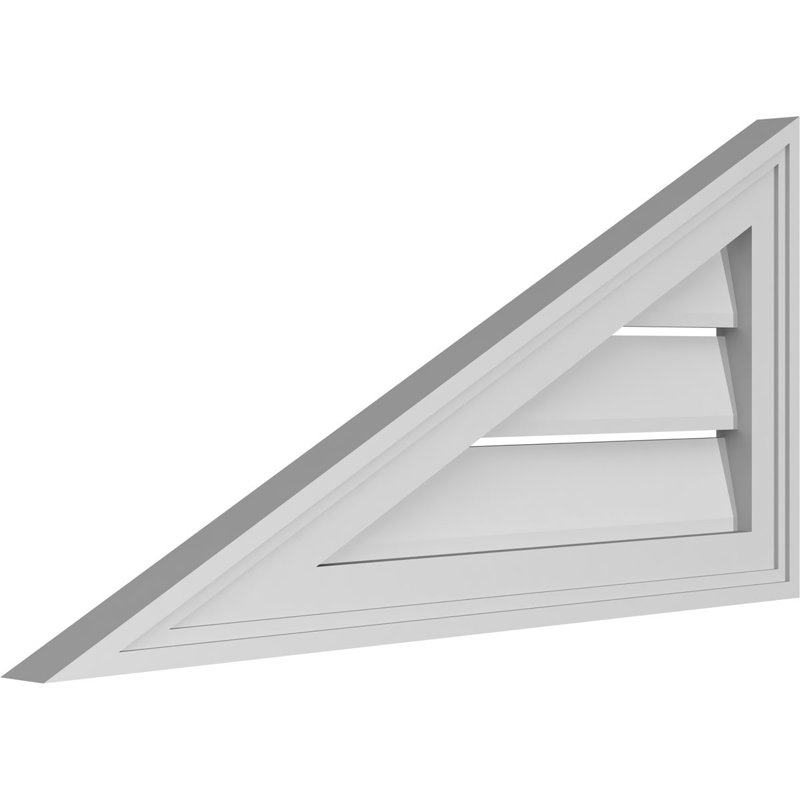 Triangle Left Side Surface Mount Urethane Functional Gable Vent Pitch, Primed, 14" H x 28" W x 1.5" D