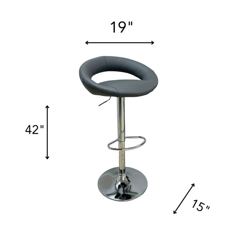 Nylea Adjustable Height Bar Stool, 2, Gray