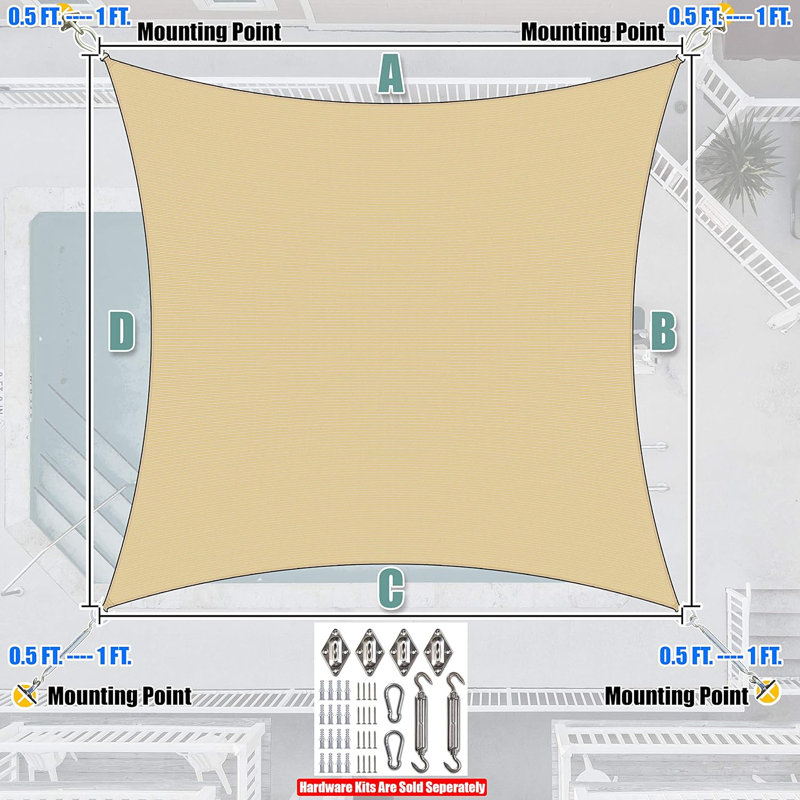 Voile d'ombrage Amgo Customize, Bordure de jardin x 10 pi,, Beige