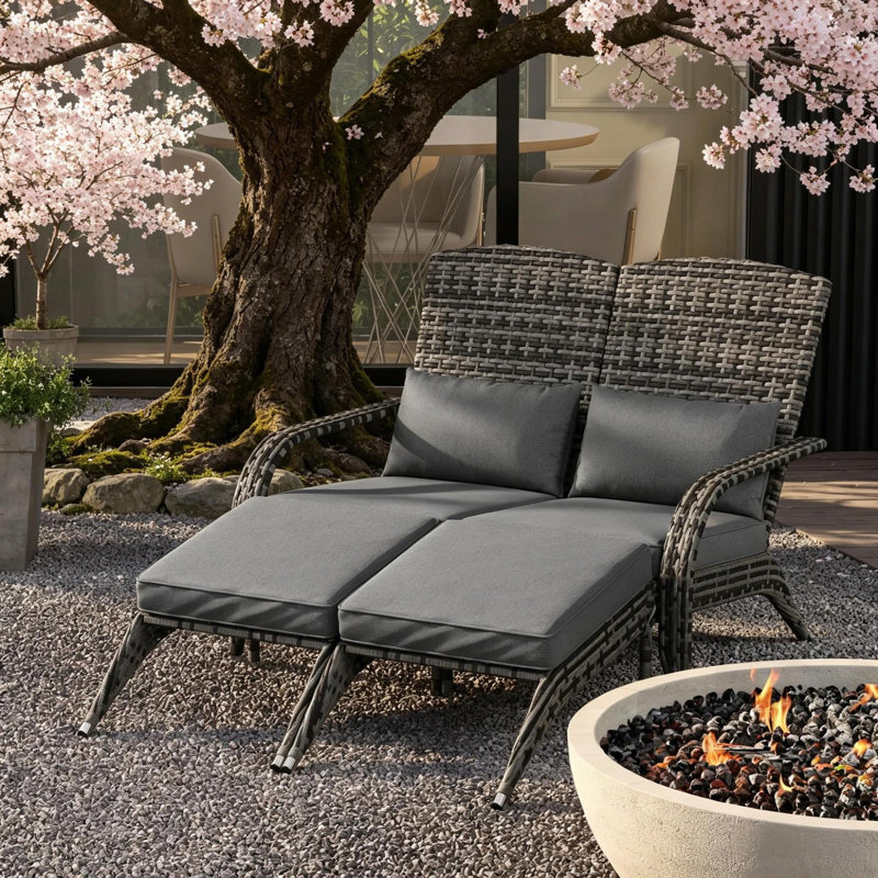 Chaises spacieuses Adirondack, causeuse moderne en rotin d'acier pour la maison de patio
