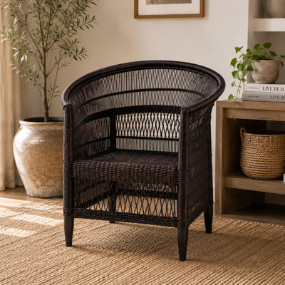 Chaise en rotin naturel tissé à la main 100% en bois massif, sièges d'appoint de style bohème campagnard - artisanat africain authentique