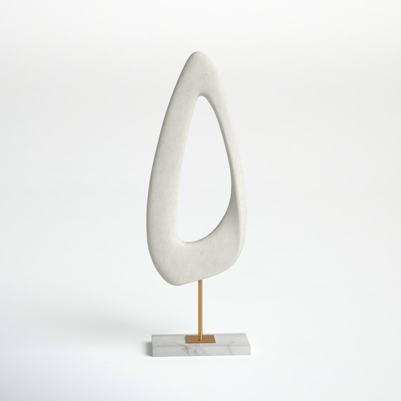 White Abstract Resin Statue with Rubber Stopper Base