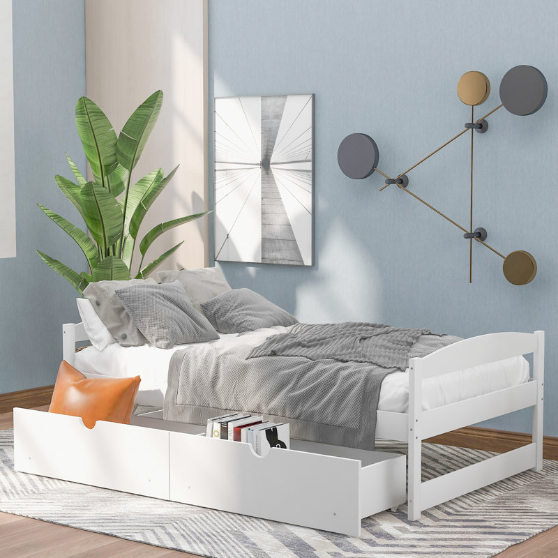 Lit simple Space avec tiroir blanc - Finition élégante taille 2 - Rangement simple et élégant