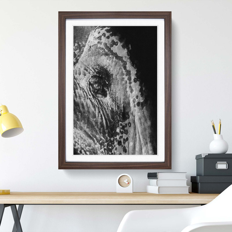Watchful Elephant - Framed Print, Walnut Framed, 36cm H x 27cm W x 2cm D