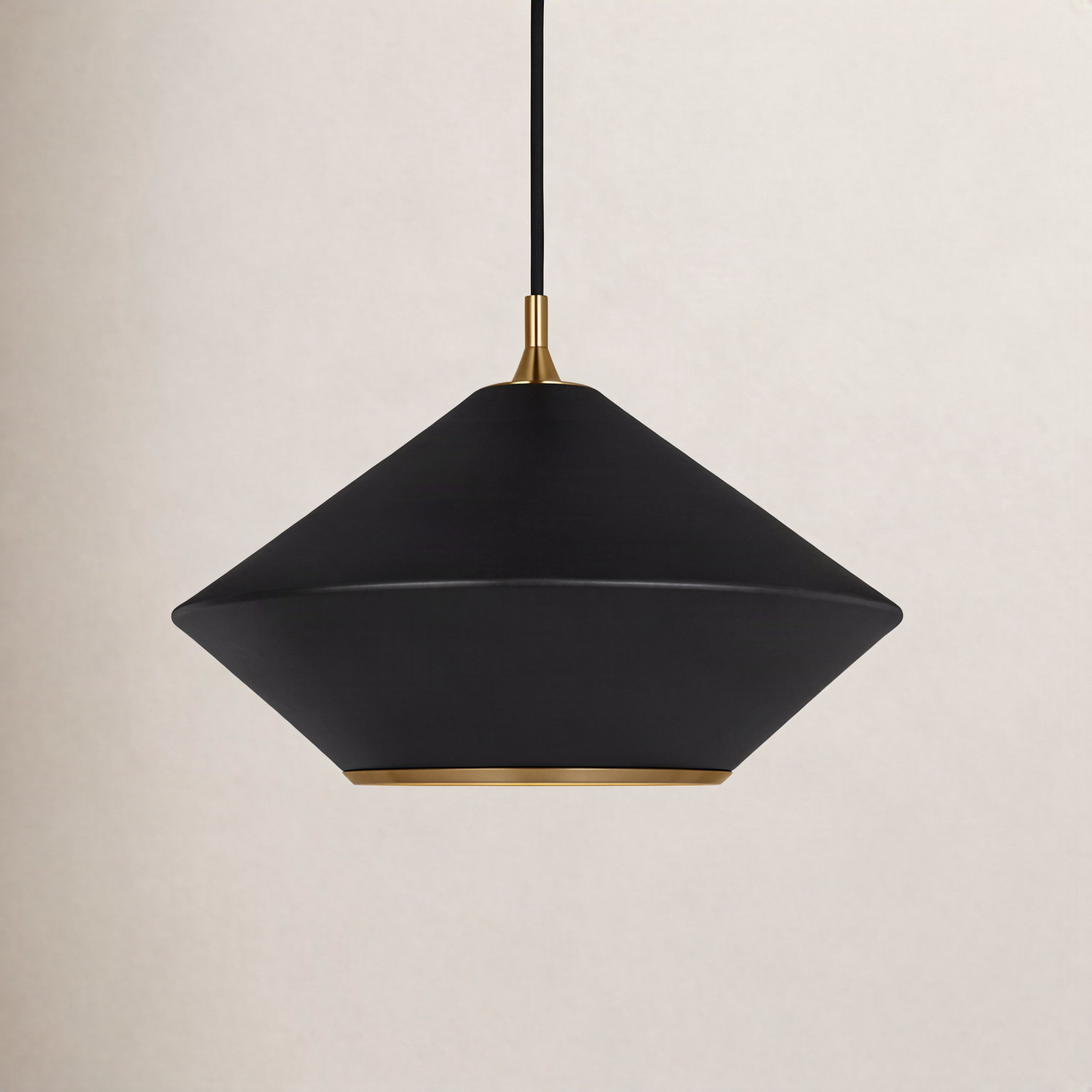 Single Light Metal Dimmable Pendant, 13.13" H x 19" W x 19" D, Midnight Black