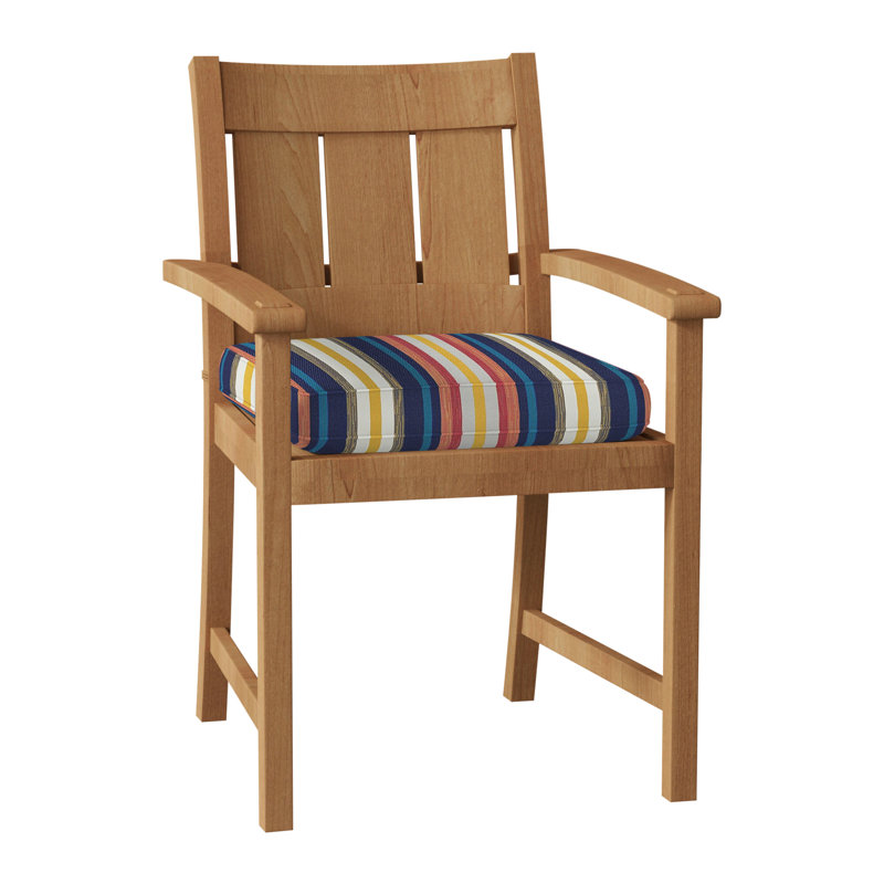 Croquet Teak Patio Dining Armchair with Cushions, Natural Teak, Welt, Bali Pearl