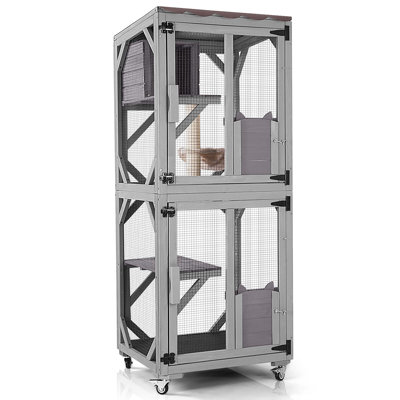Cat House Mobile Catio For Outdoor Enclosure With Waterproof Roof Feral Cat Cage On Wheels,bird Cage With Upgraded Resting Box
