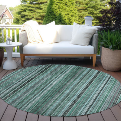 Machine Washable Indoor/Outdoor Claudian ACN1654 Teal Rug