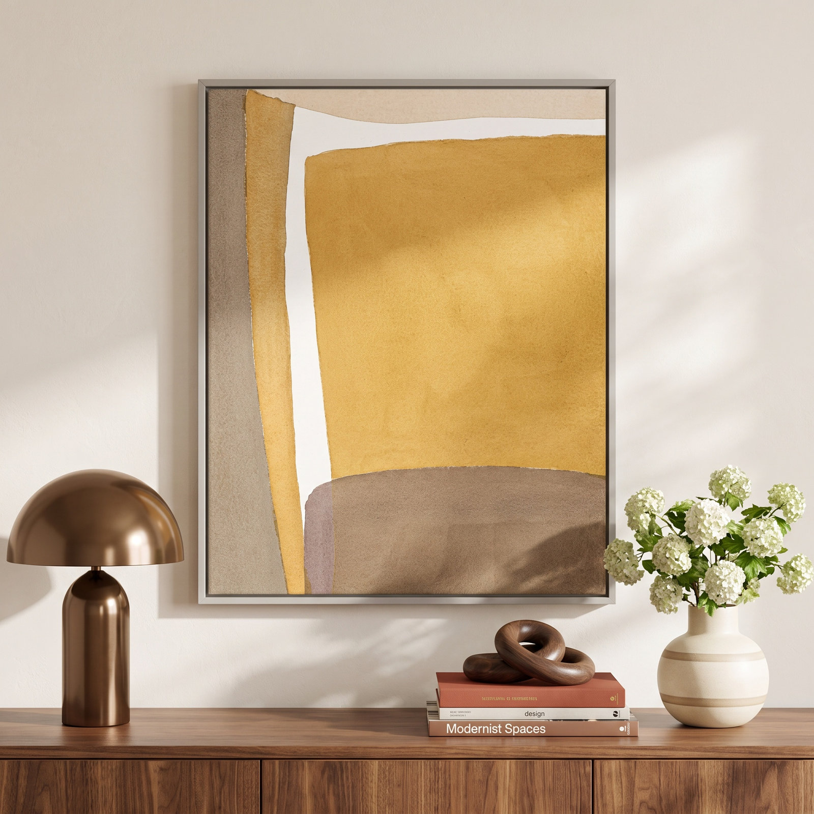 Light Ochre by Julia Balfour, 38" H x 30" W x 1.4" D, White Framed Canvas