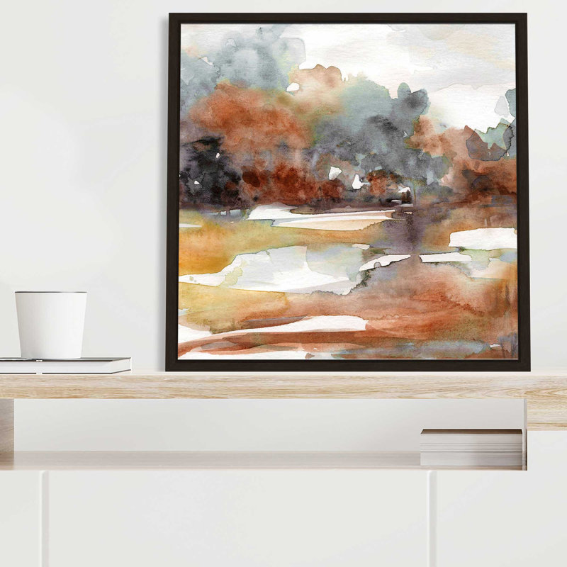 Sandstone and Sediment I par Carol Robinson - Peinture, L 39,5 po x H 39,5 po, Encadrement brun