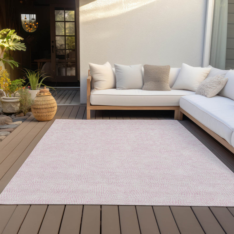 Pink Flat Woven Synthetic Washable Area Rug 46" x 30"