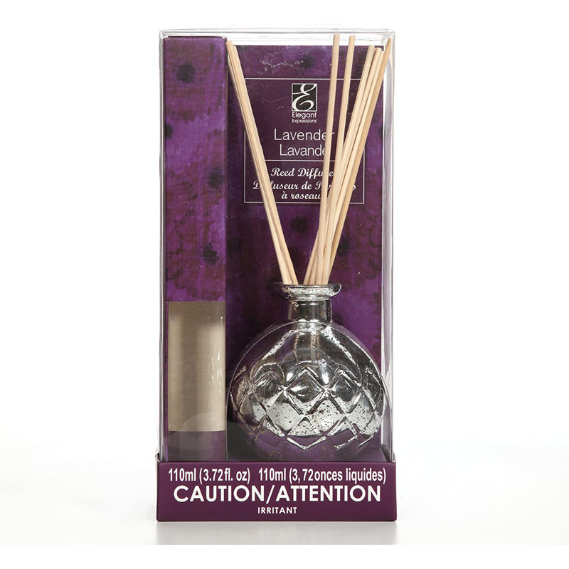 Diffuseur d'huile de lavande aromathérapie avec bouteille en verre et bâtonnets de roseau