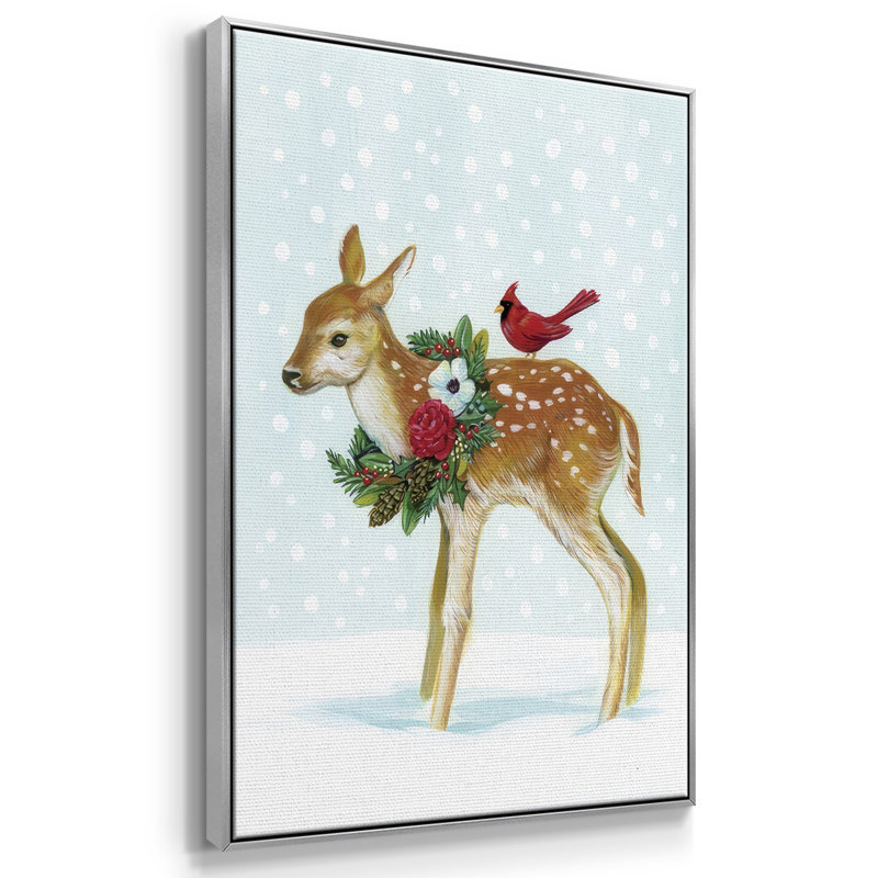 Créatures de l'hiver avec des cardinaux II, H 25 po x l 17 po x P 1,5 po, Encadrement argenté