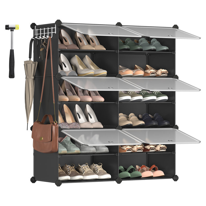 Shoe Rack, Black, 37" H x 32.7" W x 12.6" D