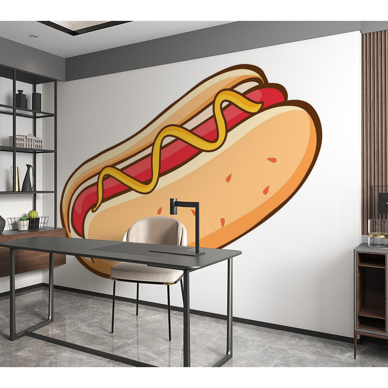 Papier peint de qualité supérieure - Illustration de hot-dog, L 120 po x l 180 po