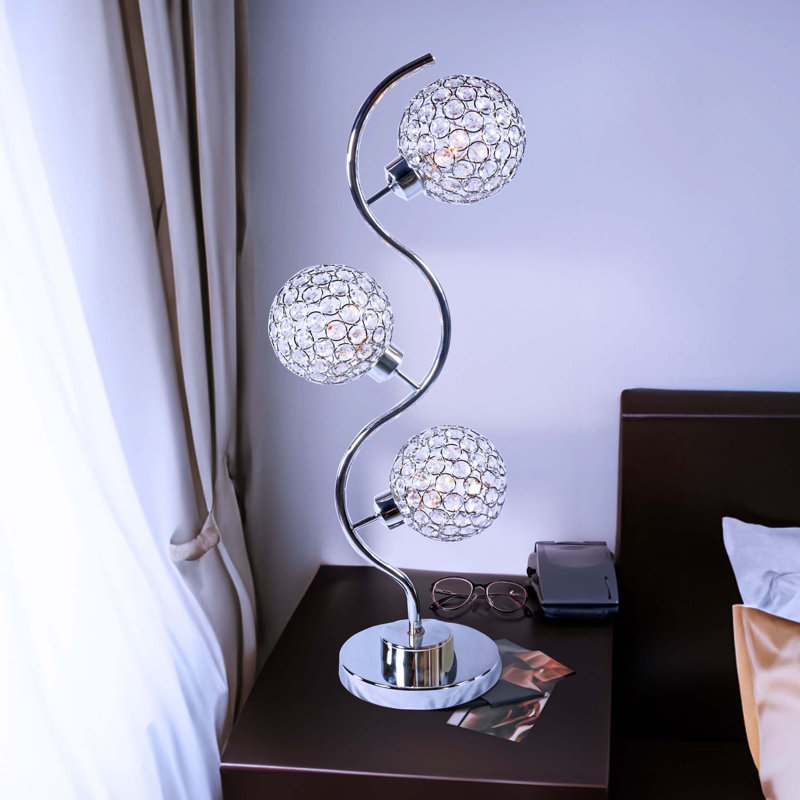 Lampe de table en cristal Elegant, design triple lumière