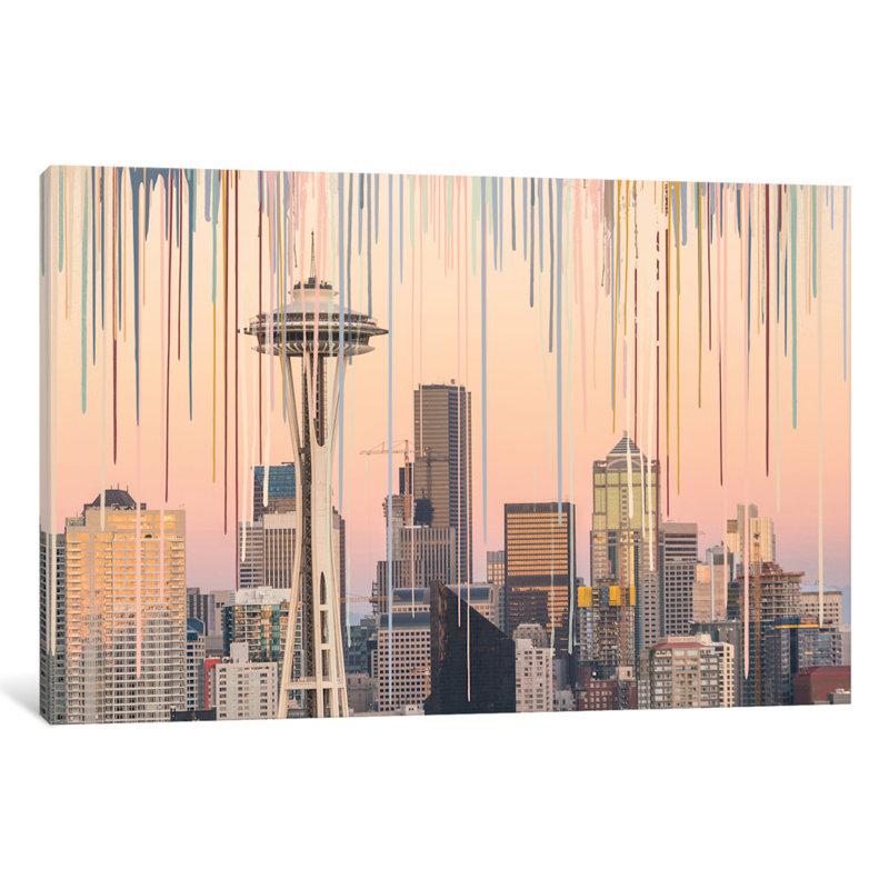 «Hello Seattle» par 5by5collective - Impression sur toile tendue sur toile tendue avec châssis, H 26 po x l 40 po x P 1,5 po