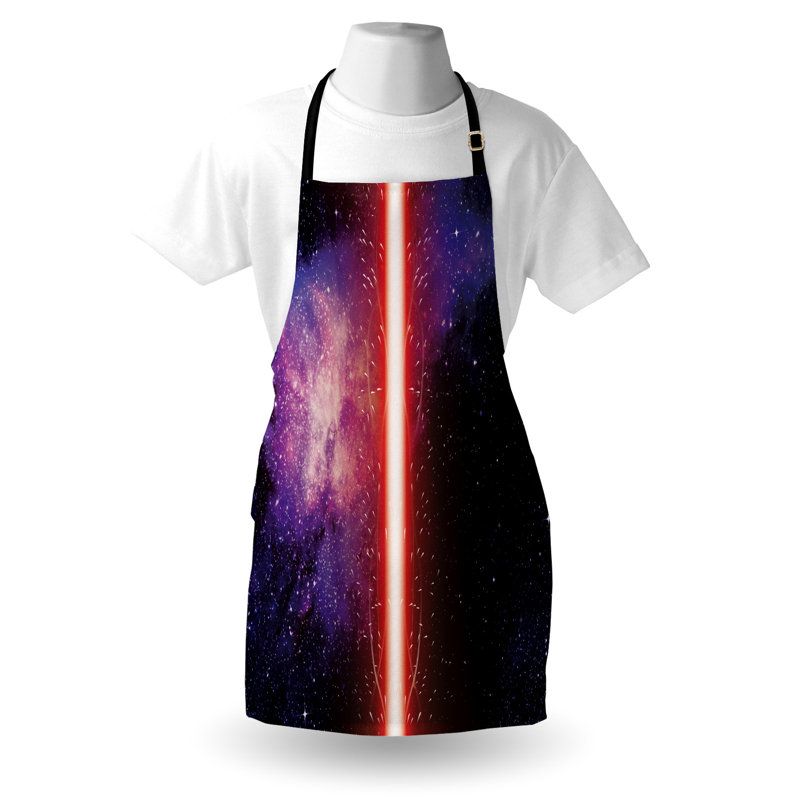 Tablier East Urban Home Galaxy unisexe, thème de l'espace, taille adulte, noir