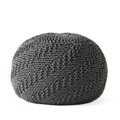 Handmade Dark Grey Knitted Pouf Made From Pet Strands - 20 X 14 Inches For 19.77 13.85