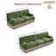 Ensemble de canapés de salon 2 pièces en velours vert olive, capitonné, jupe à franges et siège modulable.-1652844487