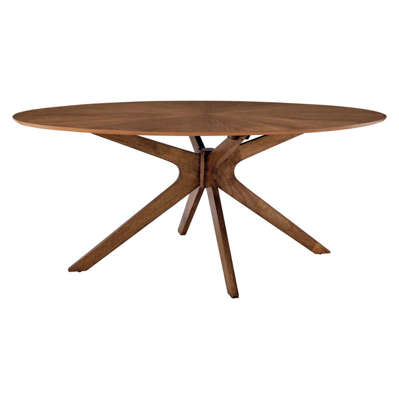 Modway Crossroads 63" Oval Wood Dining Table, Walnut