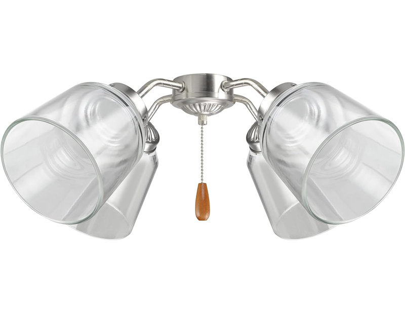 Aspen Creative 23175-60-4, abat-jour de ventilateur de plafond transparent transitionnel, ajusteur 2-1 / 8 po, taille: P 4 po x H 4-3 / 4 po, 4PK
