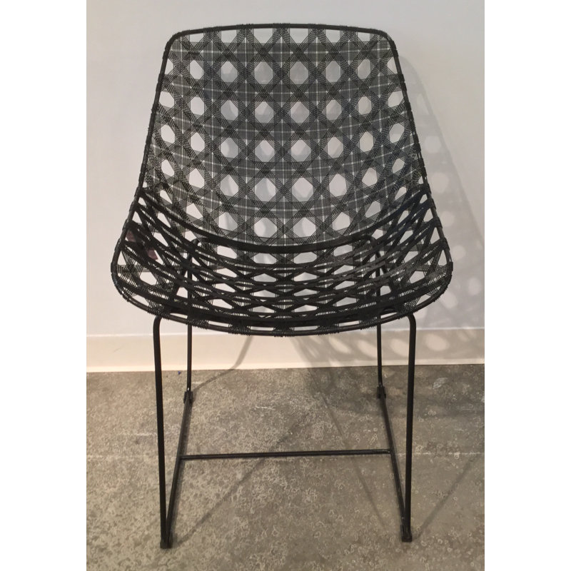 Black Metal Woven Indoor/Outdoor Side Chair