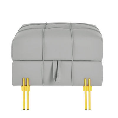 Pet- Scratch Leather - 22 Inches Gray With Entryway Storage Bench And Golden Legs