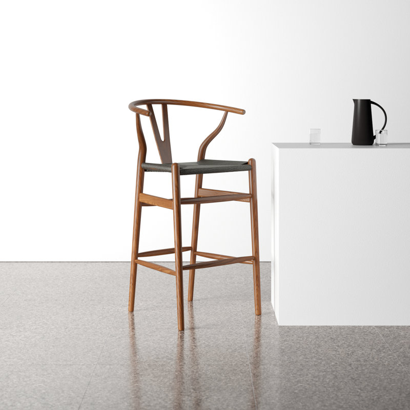 Etta Solid Wood Bar & Counter Stool, Walnut/Black, Bar Stool (30" Seat Height)