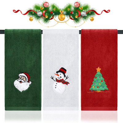 Ensemble de 3 essuie-mains de Noël 13 "x 18", serviettes 100% pur coton pour salle de bain Ho Ho Ho
