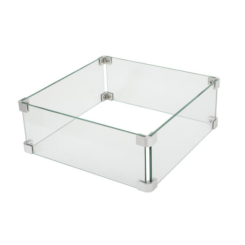 Square 22" Clear Tempered Glass Fire Pit Wind Guard