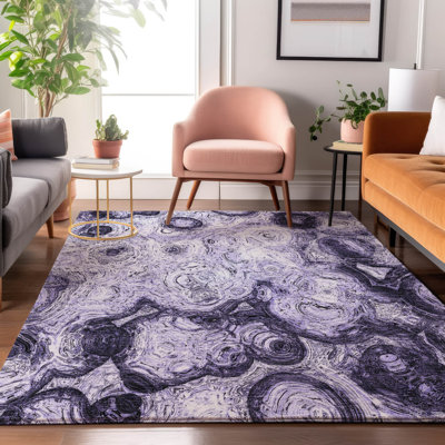 Premium Machine Washable Cerrito AMF579 Purple Rug