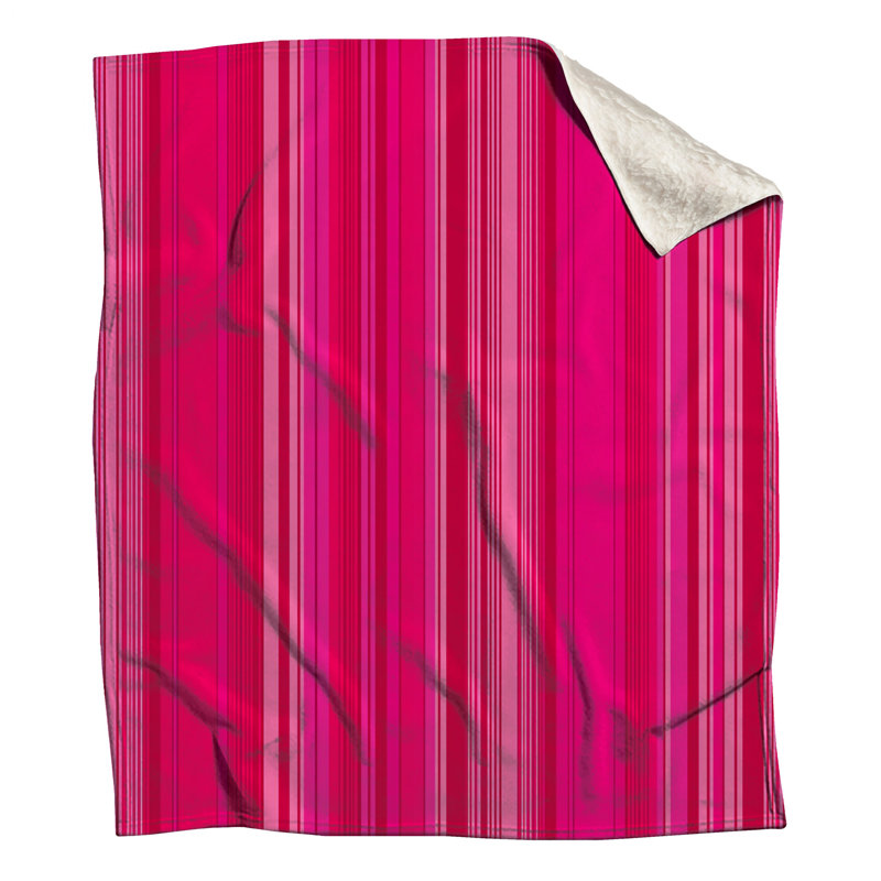 Pink Stripes Fleece Throw Blanket - Pattern Throws for Sofas or Beds, 50in W x 60in H