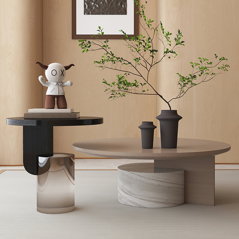 Table à thé ronde en bois massif