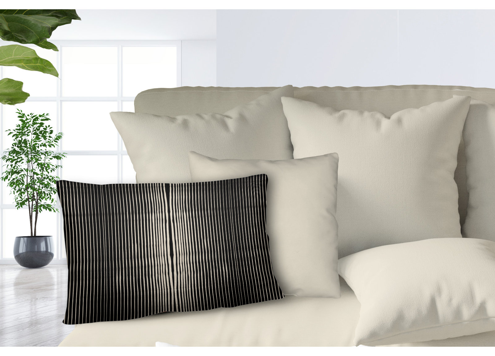 Ash Indoor/Outdoor Lumbar Throw Pillow, Black