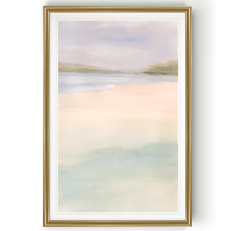 Island Calm I - Painting on Canvas, 30.5" H x 42.5" W x 1.5" D, Gold Framed
