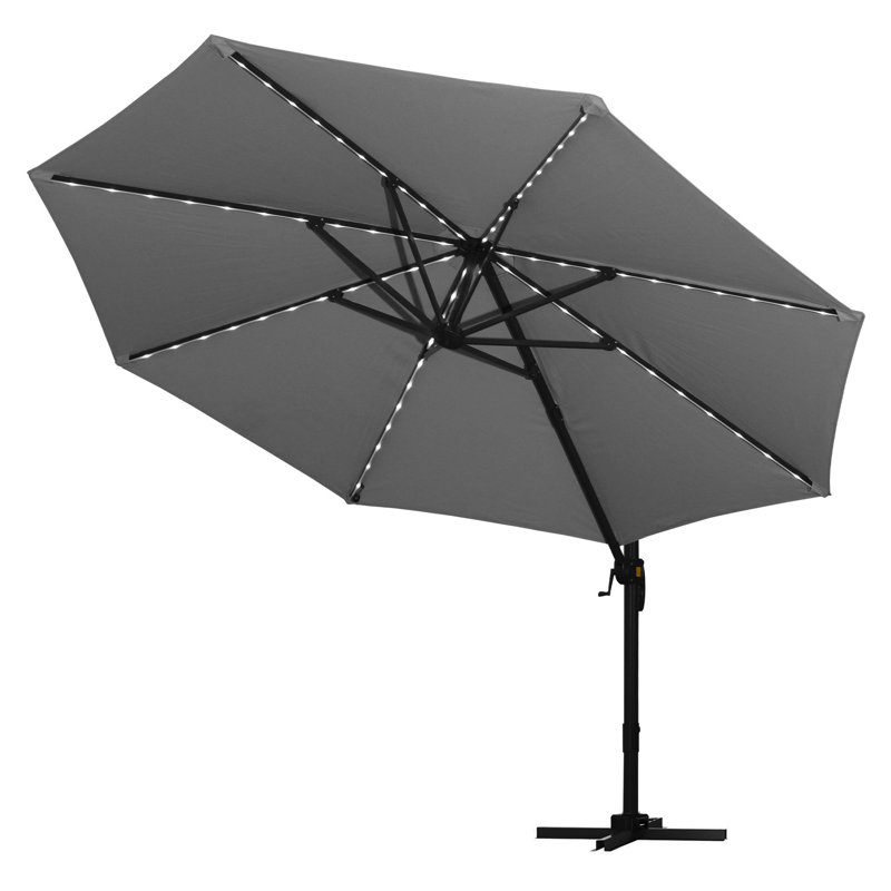 Parasol en porte-à-faux illuminé 11 ', gris