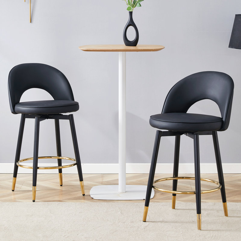 ° Ensemble de 2 chaises de bar rembourrées en polyuréthane rotatif °