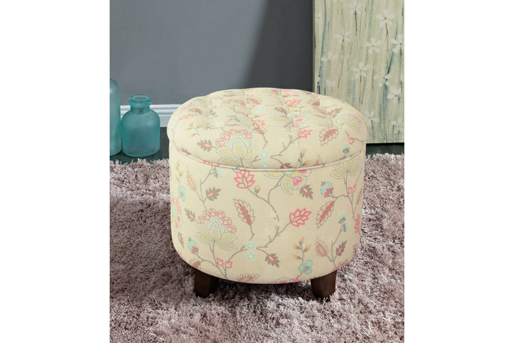 Poston 19" Wide Tufted Round Storage Ottoman
