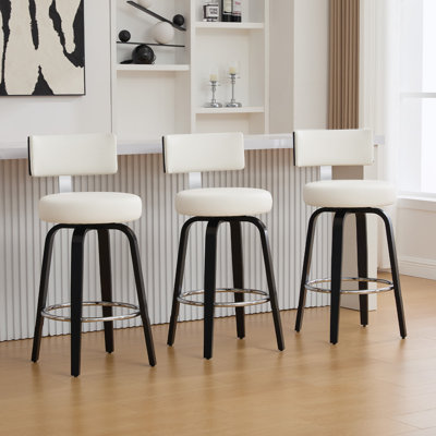 Swivel Upholstered Bar Stool With T-Shaped Backrest