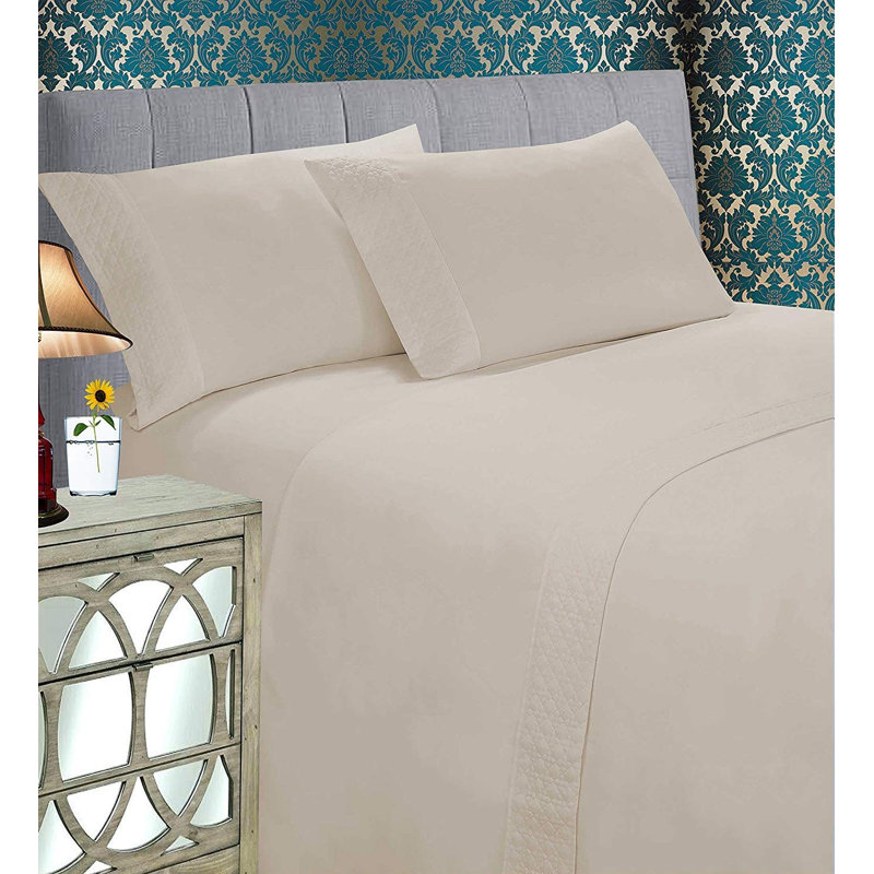 Microfiber Sheet Set, Cream, King Sheet Set with 2 Pillowcases