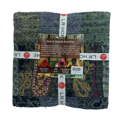 Advika Handmade Kantha Cotton Throw Blanket