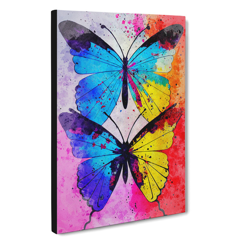 XC1022-4786X Two Butterflies Painted No.2 Abstract - Wrapped Canvas Print, 50cm H x 35cm W x 3cm D