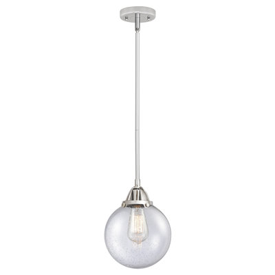 Nouveau 2 - Alphonsa - 1 Light 8" Stem Hung Mini Pendant - LED Bulb - Polished Chrome Finish - Seedy Shade