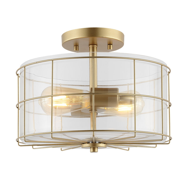 Plafonnier semi-encastré 2 lumières 12,5 po Aldusa, Laiton