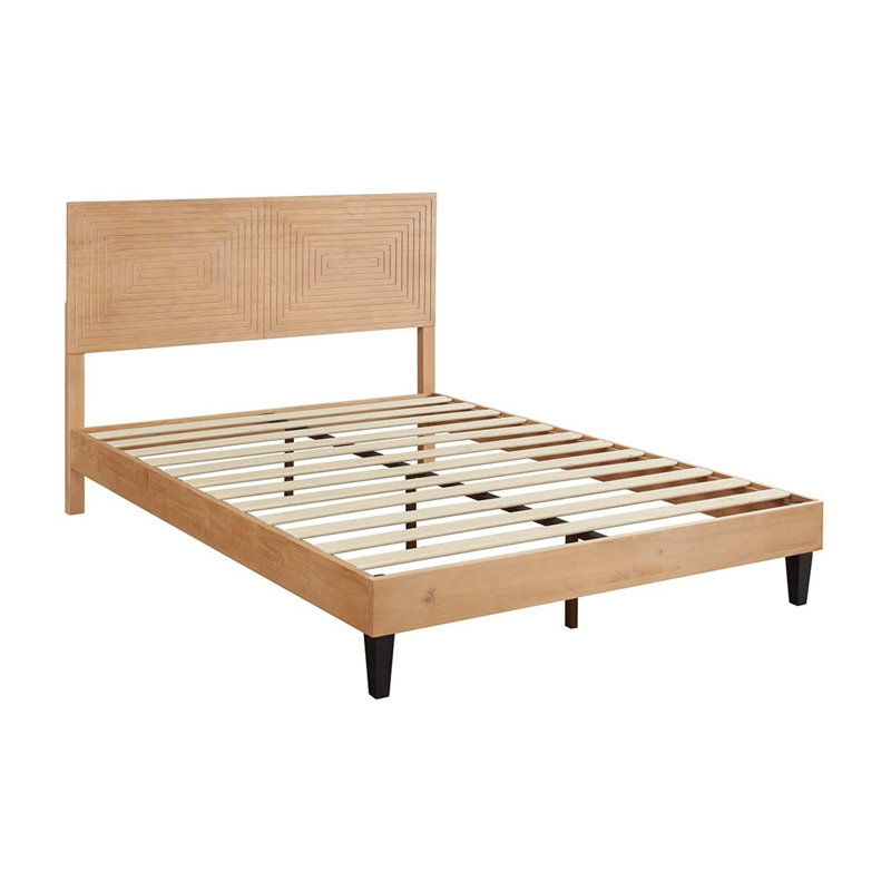 Lit plateforme en bois massif , Grand, Brun
